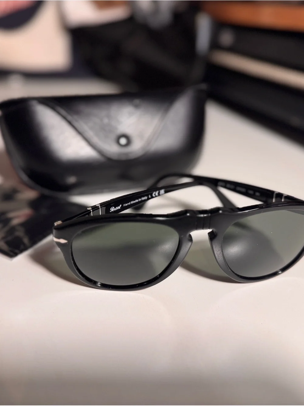 Persol 649 PO0649 95/31 Black Green Sunglasses 54□20 140 Made in Italy + Case